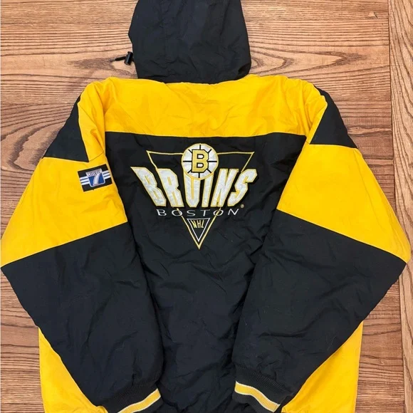 Vintage 90s Logo 7 Boston Bruins NHL Full Zip Hooded Jacket - Picture 2 of 11